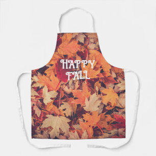 Happy Fall Autumn Leaves Cozy All-Over Print Apron