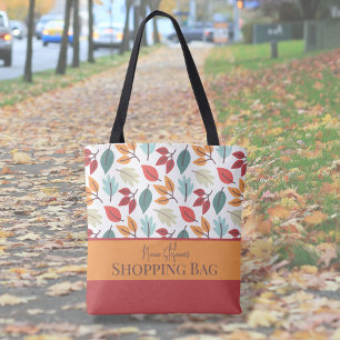 Happy Fall Autumn personalised leaves pattern Tote Bag