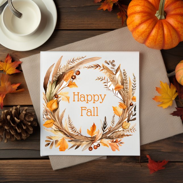 Happy Fall Autumn Wreath Napkin (Creator Uploaded)