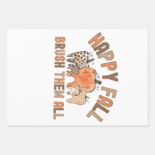 Happy Fall Brush Them All Dental Dentist Teeth Wrapping Paper Sheet