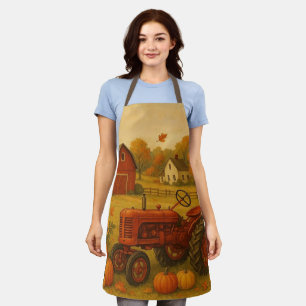 Happy fall classic tractor and farm apron