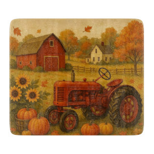 Happy fall classic tractor and farm cutting board