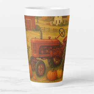 Happy fall classic tractor and farm latte mug