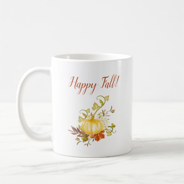 Happy Fall Coffee Cup Mug Autumn Pumpkin (Left)