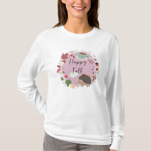Happy Fall Cosy Hedgehog Autumn Seasona T-Shirt