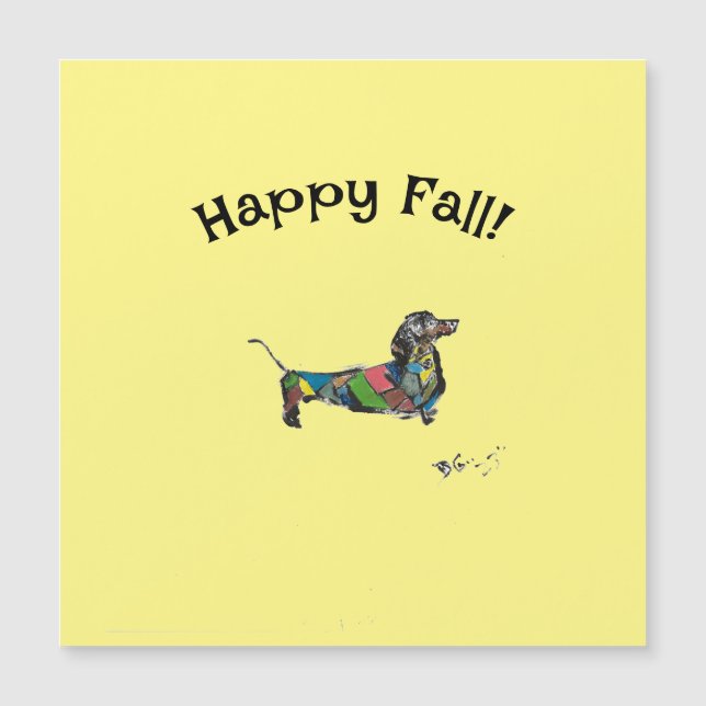 Happy Fall! Magnetic Card with Dachshund (Front)