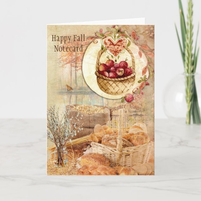 Happy Fall Notecard with Fall Scene and Colours (Front)