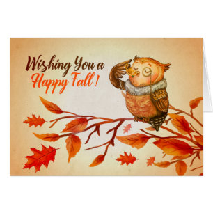 Happy Fall Owl Greeting Card