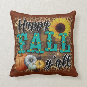 Happy Fall Pumpkin Flower Elegant Cotton 16"X16 Cushion