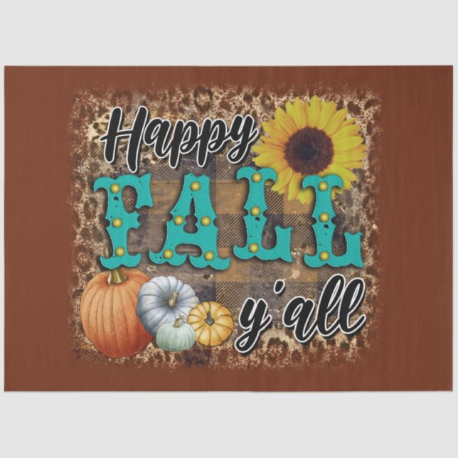 Happy Fall Pumpkin Flower Elegant Tissue Paper (Front)