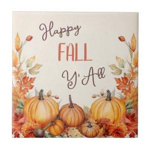 Happy Fall Pumpkin Harvest Ceramic Tile