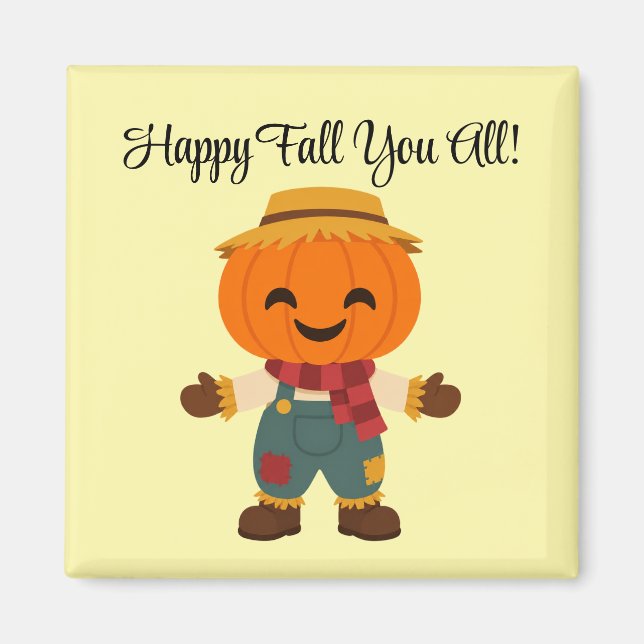 Happy Fall Pumpkin Scarecrow Magnet (Front)