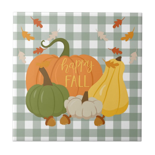  Happy Fall Pumpkins Ceramic Tile (Front)