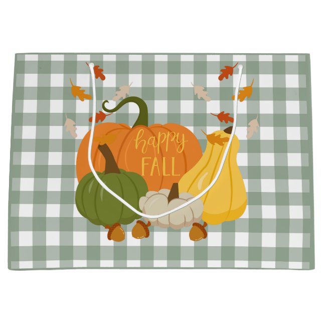  Happy Fall Pumpkins Large Gift Bag (Front)