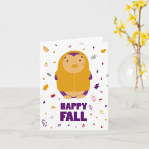 Happy Fall Purple Penguin Card