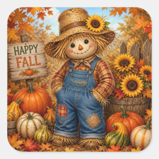Happy Fall Scarecrow Greeting Sticker