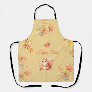 Happy Fall Squirrel in Leaves Apron
