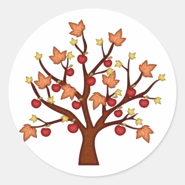 Happy fall tree classic round sticker (Front)