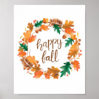 Happy Fall Wall Art Poster