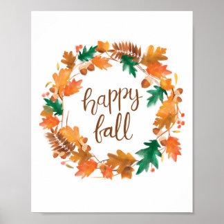 Happy Fall Wall Art Poster