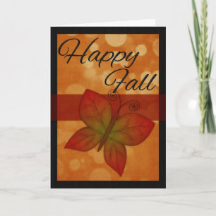 Happy Fall with Fall Colour Butterfly Greeting Car Holiday Card
