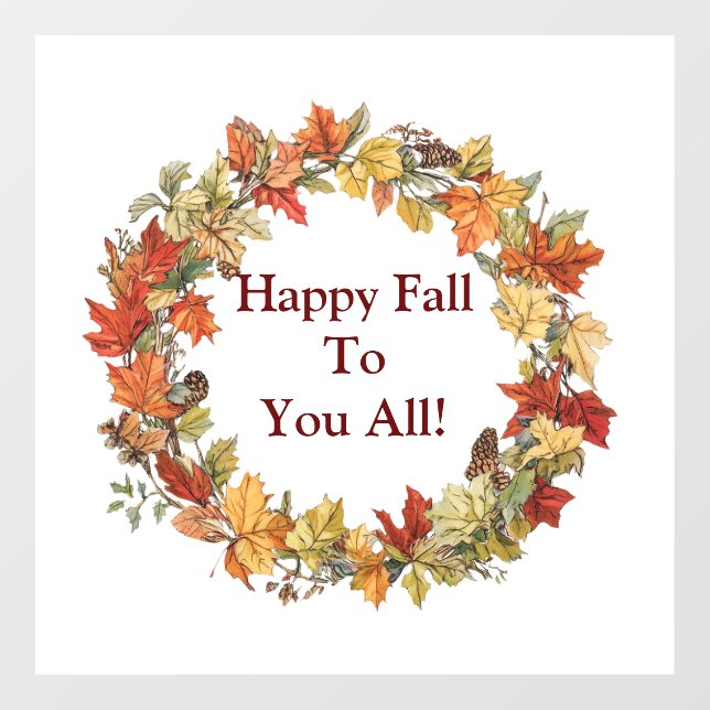 Happy Fall Wreath Window Cling (Sheet)