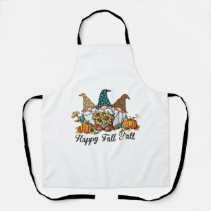 Happy Fall Y all Gnome Leopard Pumpkin Shirt Apron
