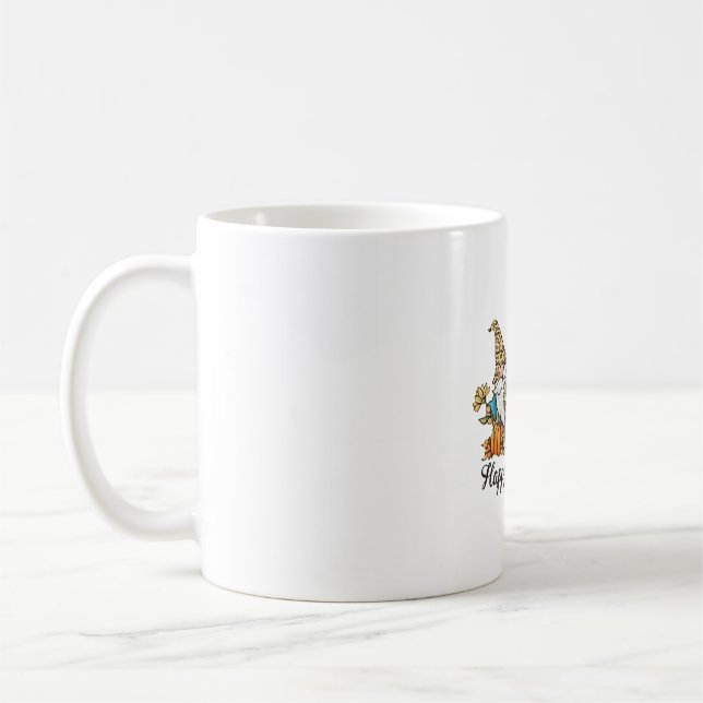 Happy Fall Y all Gnome Leopard Pumpkin Shirt Coffee Mug (Left)