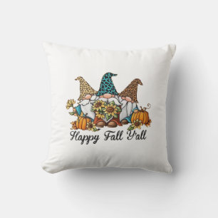 Happy Fall Y all Gnome Leopard Pumpkin Shirt Cushion