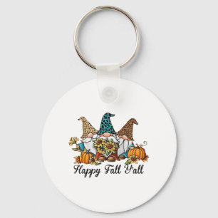 Happy Fall Y all Gnome Leopard Pumpkin Shirt Key Ring