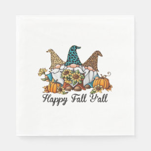 Happy Fall Y all Gnome Leopard Pumpkin Shirt Napkin