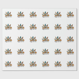Happy Fall Y all Gnome Leopard Pumpkin Shirt Wrapping Paper