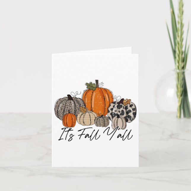 Happy Fall Y’all Pumpkin Leopard Its Fall Yall Tha Card (Front)