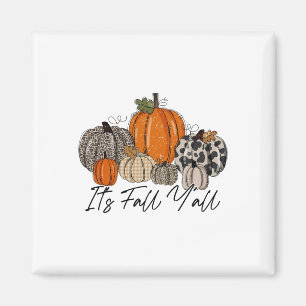 Happy Fall Y’all Pumpkin Leopard Its Fall Yall Tha Magnet