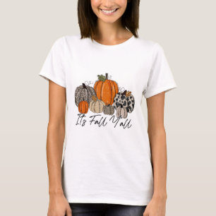 Happy Fall Y’all Pumpkin Leopard Its Fall Yall Tha T-Shirt