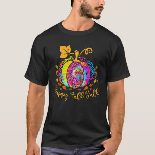 Happy Fall Y All Tie Dye Pumpkin Leopard Thanksgiv T-Shirt