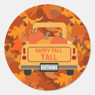 Happy Fall Yall - 1 Classic Round Sticker
