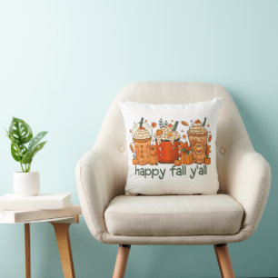 Happy Fall Y'all, Autumn and Pumpkin Spice Cushion