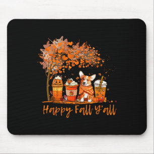 Happy Fall Y'all Autumn Corgi Halloween Pumpkin Sp Mouse Pad