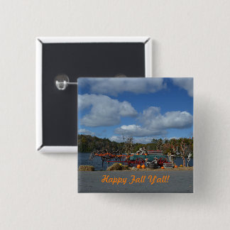 Happy Fall Y'all Autumn Display By Water 15 Cm Square Badge