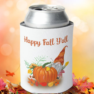 Happy Fall Y'all Autumn Gnome With Pumpkin Can Cooler