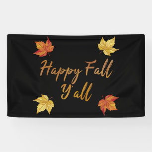 Happy Fall Y'all Autumn Maple Leaf Banner