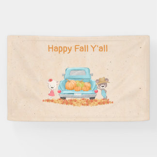 Happy Fall Y'all Autumn Theme Bears Pumpkin Truck Banner