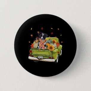 Happy Fall Y'all Border Collie Dog On Truck Pumpki 6 Cm Round Badge