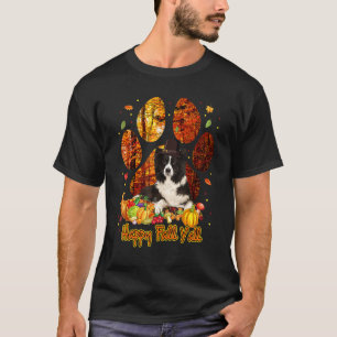 Happy Fall Y'all Border Collie Pilgrim Dog Paw Tha T-Shirt