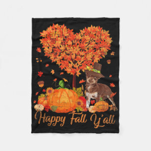 Happy Fall Y'all Chihuahua Dog Pumpkin Thanksgivin Fleece Blanket