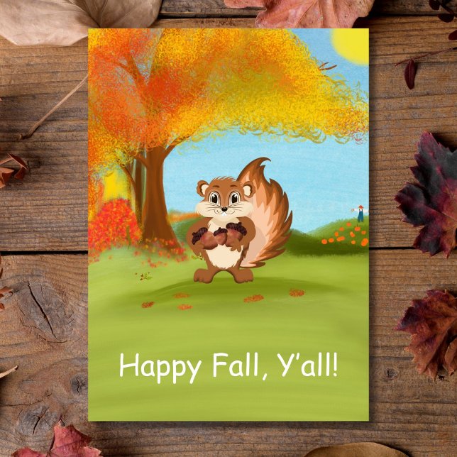 Happy Fall Y'All Chipmunk with Acorns Card (Creator Uploaded)