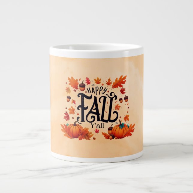 Happy Fall Y'all classic  Large Coffee Mug (Front)