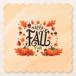 Happy Fall Y'all classic Paper Coaster