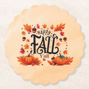 Happy Fall Y'all classic Paper Coaster
